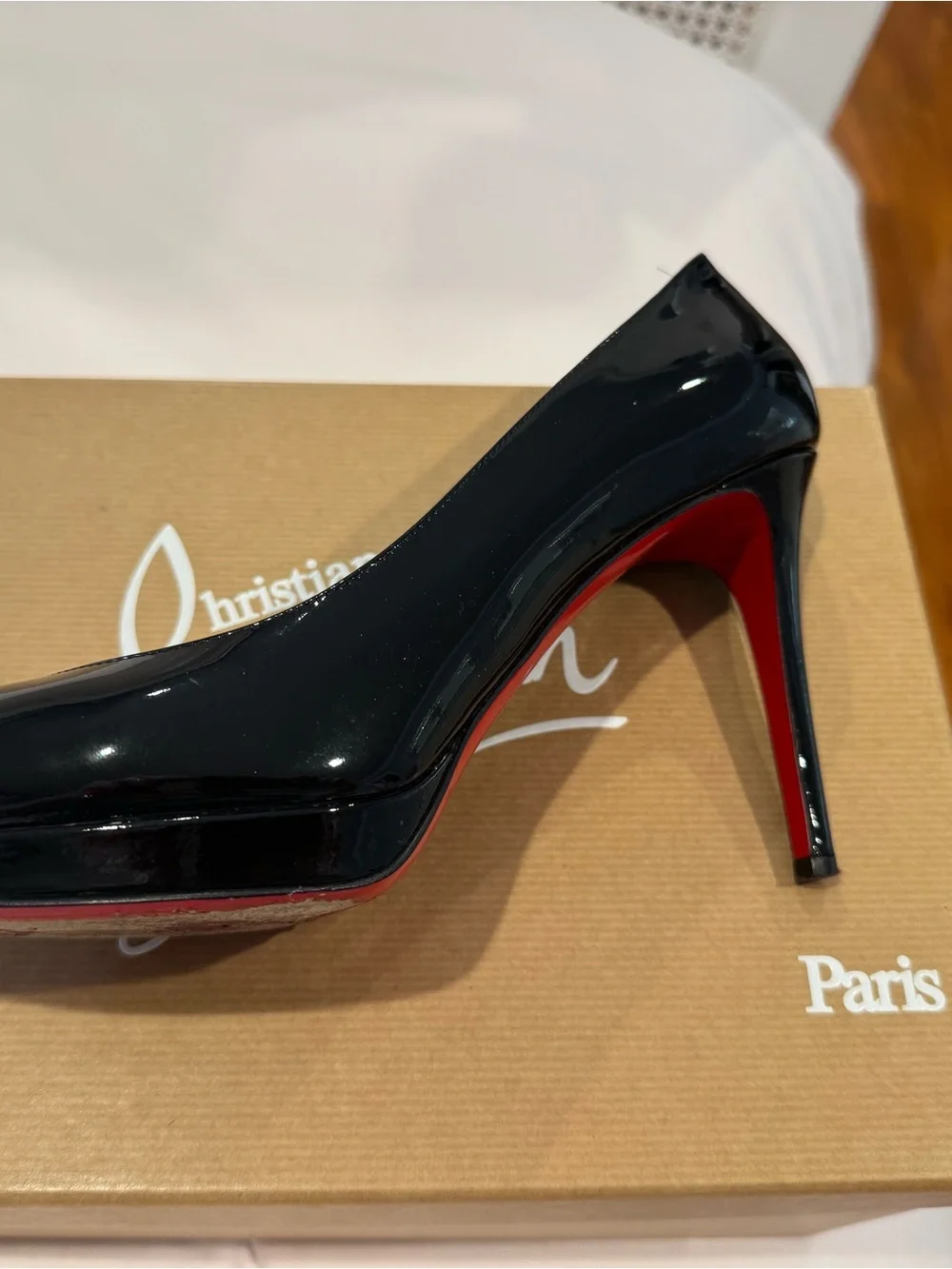 Christian Louboutin Black Patent Round-Toe New Simple Platform Pump